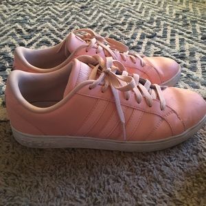 Peach Adidas sneakers